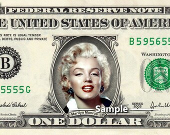 One Million Dollar Bill Become A Millionaire Now Same Size Etsy - marilyn monroe on !   real money handmade custom dollar bill art cash