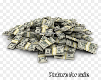 PICTURE for SALE Pile of Money Stack of 5 Stacks Hundred Dollar Bills 100 PNG Graphic Transparent Digital Download File Photoshop