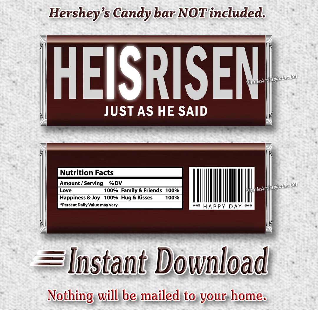 PRINTABLE HE is RISEN Candy Bar Wrappers Chocolate Jesus - Etsy