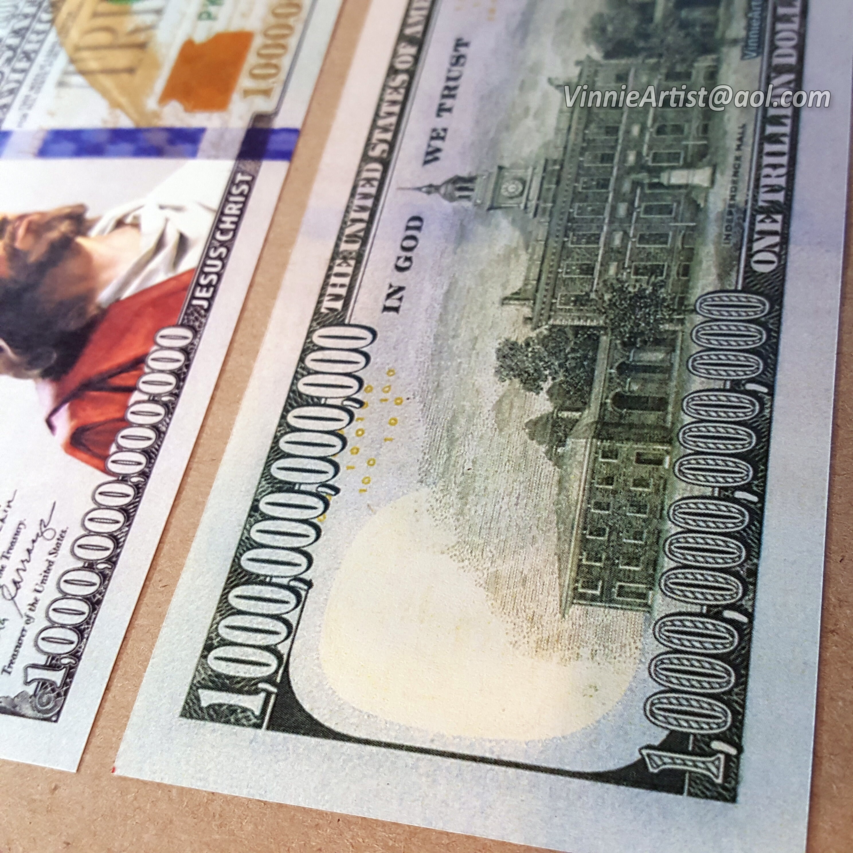 タイタニックMerchant's National 紙幣 複製　証明書付き額入り JESUS CHRIST on a Trillion Dollar Bill Novelty Cash 1T Fake