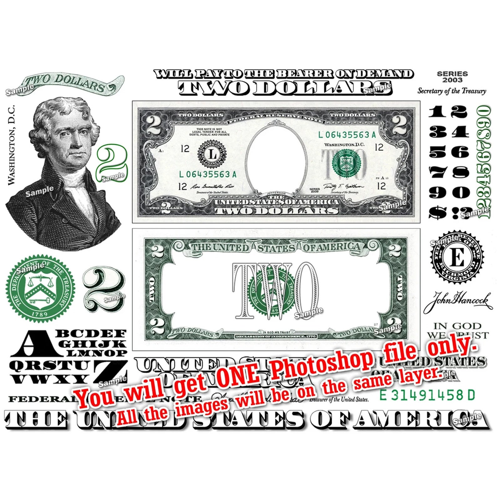 Two Dollar Bill Design Images Photoshop Transparent File PNG Graphics Vignette 2 Cash Currency Money