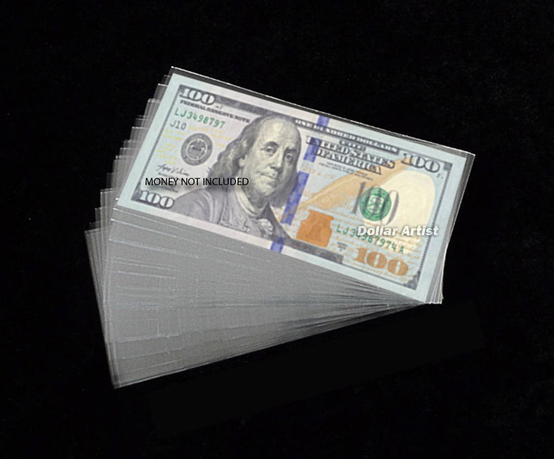 6 Pack Clear PVC Dollar Bill Sleeves - Rigid Currency Holders For Display & Protection, 6.8 X 2.95 Inches - View #6