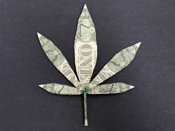 Marijuana Plant Money Origami Art Dollar Bill Leaf Pot Cash Sculptors Bank Note Handmade Dinero