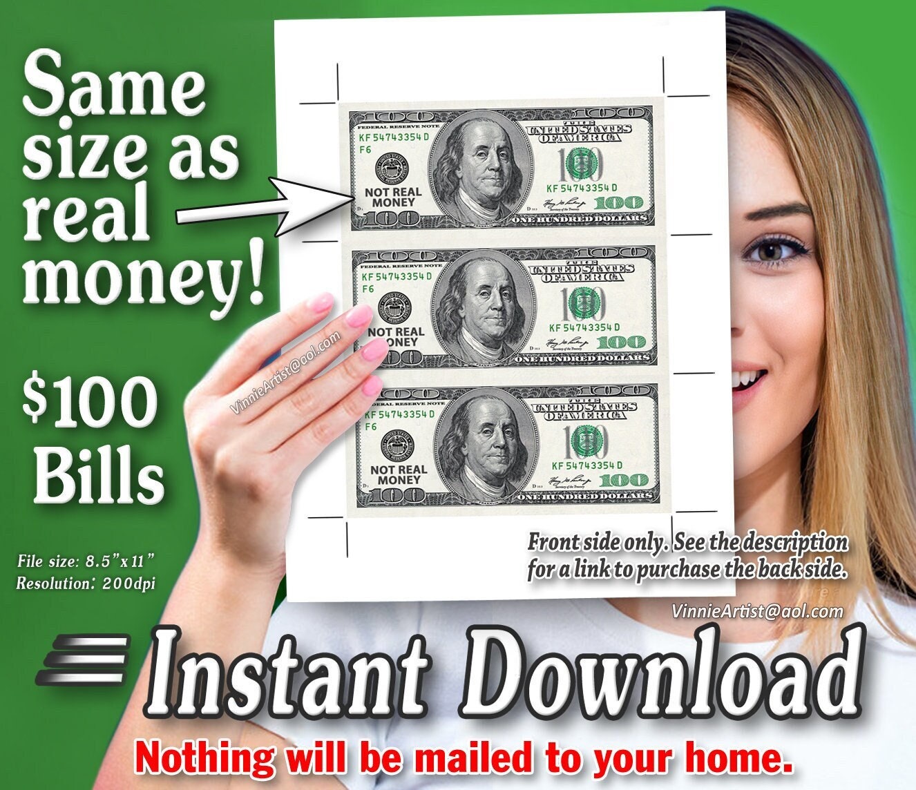 Hundred Dollar Bill Printables