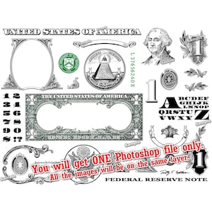 One Dollar Bill Design Images Photoshop Transparent File PNG Graphics Vignette 1 Cash Currency Money Designs