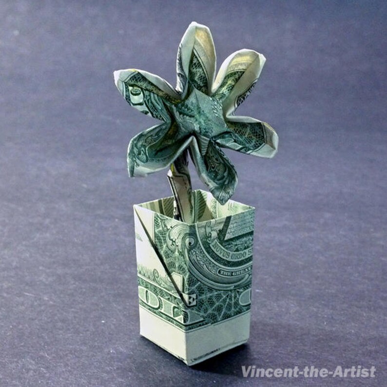 Blume In Einem Topf Geld Origami Dollar Bill Cash Sculptors Etsy