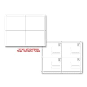 POSTKARTEN VORLAGE Photoshop PNG-Datei Rückseite & Vorderseite 4-pro-Seite Schneidemarken Hilfslinien Volles Blatt Lay-out 300dpi