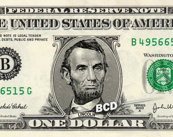 ABRAHAM LINCOLN on a REAL Dollar Bill Cash Money Collectible Memorabilia Celebrity Novelty Abe Fun Conversation Piece