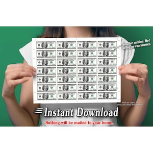 Printable TINY Money Sheets with Cut Marks 28-per-page Dollar Cash Image for Letter Size Paper 100 Hundred Dollar Bills 28up