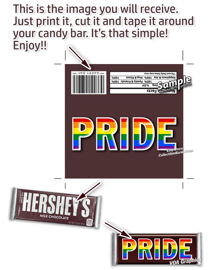 PRINTABLE Hershey's Happy Pride Month Candy Bar Wrappers Etsy
