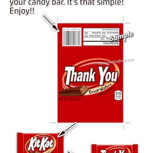 PRINTABLE Kit Kat Thank You Candy Bar Wrappers Chocolate - Etsy