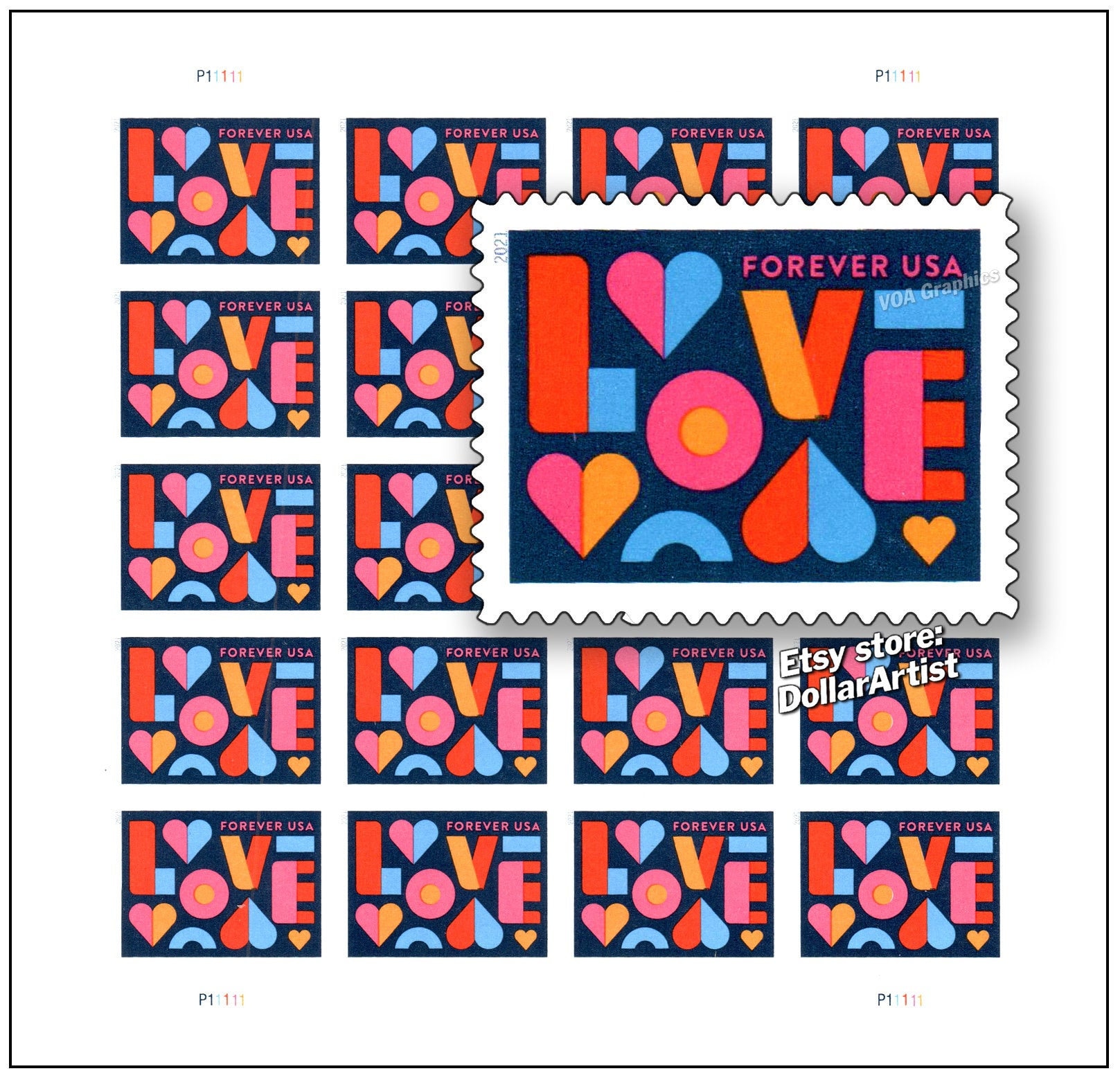Sheet of 20 LOVE Forever Postage Stamps 2021 Postal Post Etsy