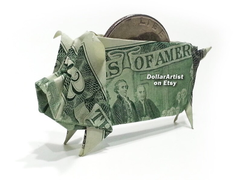 Piggy Bank Money Origami Dollar Bill Cash Sculptors Bank Note Etsy - 