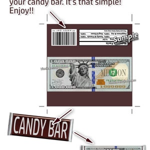 PRINTABLE Money Candy Bar Wrappers Chocolate Instant Download Cash ...