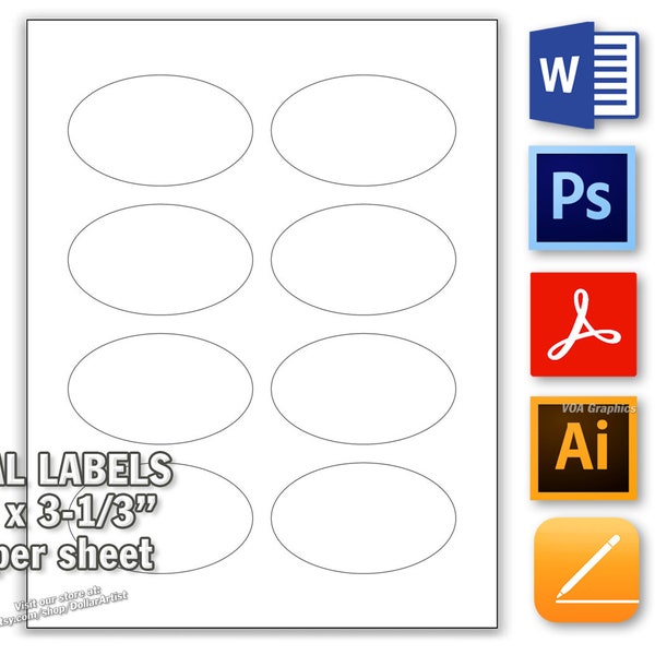 Oval 2" X 3 1/3 Label Template Etsy
