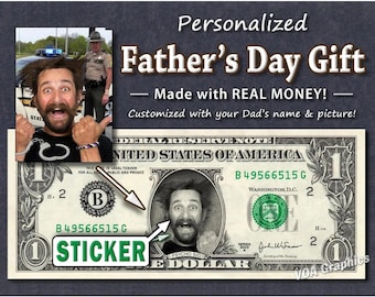 Personalized FATHER'S DAY GIFT - Real Dollar Bill Happy Father Dad Cash Money Custom Collectible  Novelty Bank Note face Currency