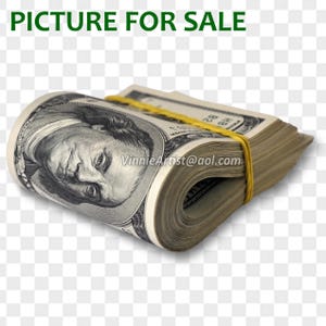 PICTURE for SALE: Banded Money Stack Hundred Dollar Bills 100 PNG Graphic Transparent Digital Download File Photoshop Artwork