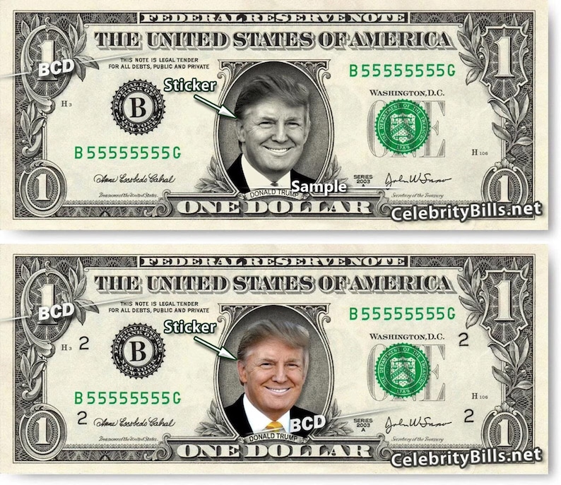 DONALD TRUMP on REAL Dollar Bill Cash Money Collectible Memorabilia Celebrity Bank Note image 1