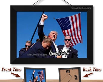 5&quot;x7&quot; Framed Donald Trump Assassination Attempt July 2024 Rally Pennsylvania Wood Frame Picture