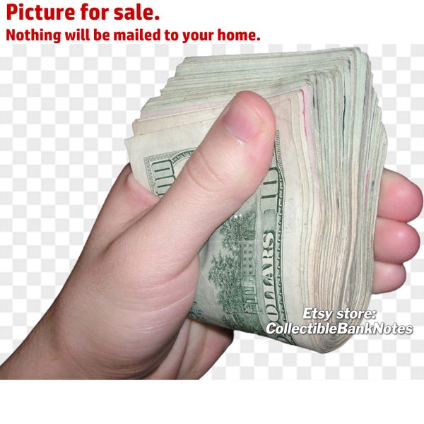 Hand holding Wad of Cash Dollars Stack Hundred Dollar Bill 100 PNG Graphic Transparent Digital Download File Money Photoshop