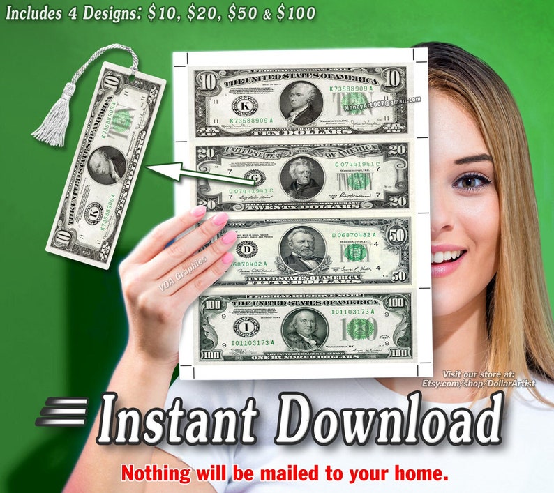 Printable BOOKMARKERS With Money Background Images With Cut Marks 10 20 Printable BOOKMARKERS With Money Background Images With Cut Marks 10 20