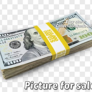 PICTURE for SALE: Ten Thousand Dollars Stacks Hundred Dollar Bills 100 PNG Graphic Transparent Digital Download File Photoshop Artwork image 1