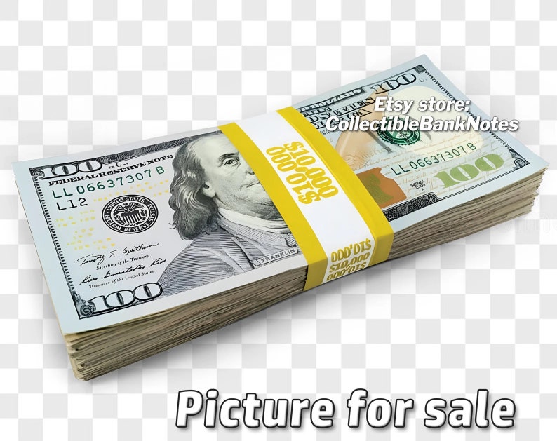 PICTURE for SALE: Ten Thousand Dollars Stacks Hundred Dollar Bills 100 PNG Graphic Transparent Digital Download File Photoshop Artwork image 1