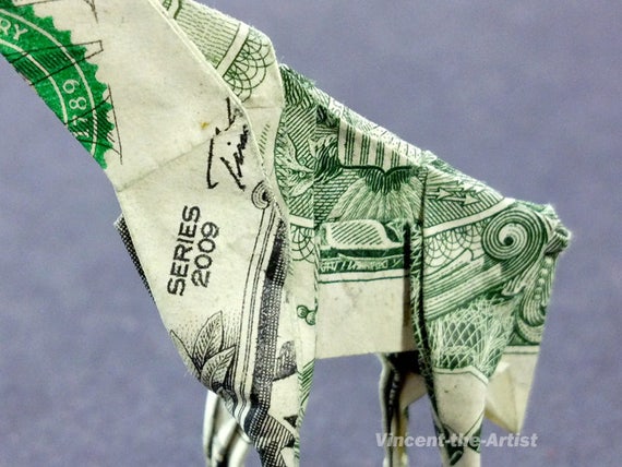 Giraffe Money Origami Art Dollar Bill Animal Cash Sculptors Bank Note Handmade Dinero