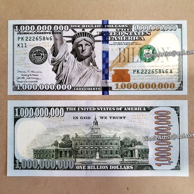 BILLION Dollar Bill FAKE MONEY Novelty Play Cash 1B Collectible Lady Liberty Vision Board