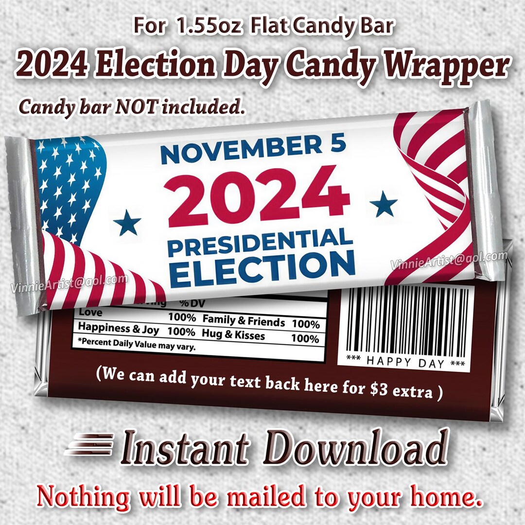 Vote Candy PRINTABLE Election Day Candy Bar Wrapper 2024 Trump Harris Candy Bar ...