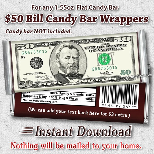 Money Candy Bar Wrappers - Etsy