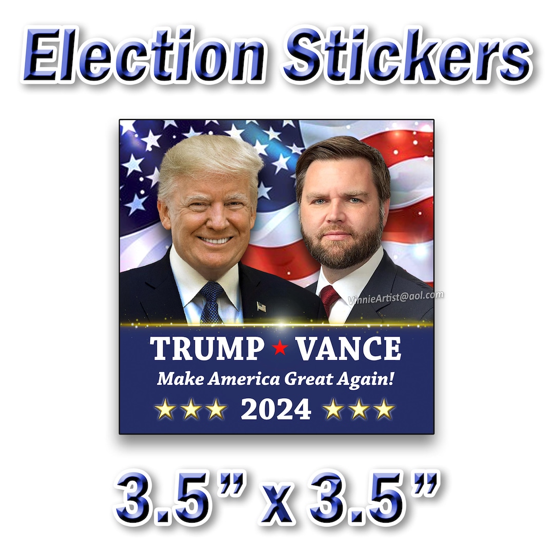 Donald Trump & JD Vance Sticker 3.5 X 3.5 Glossy Stickers Decals Labels ...