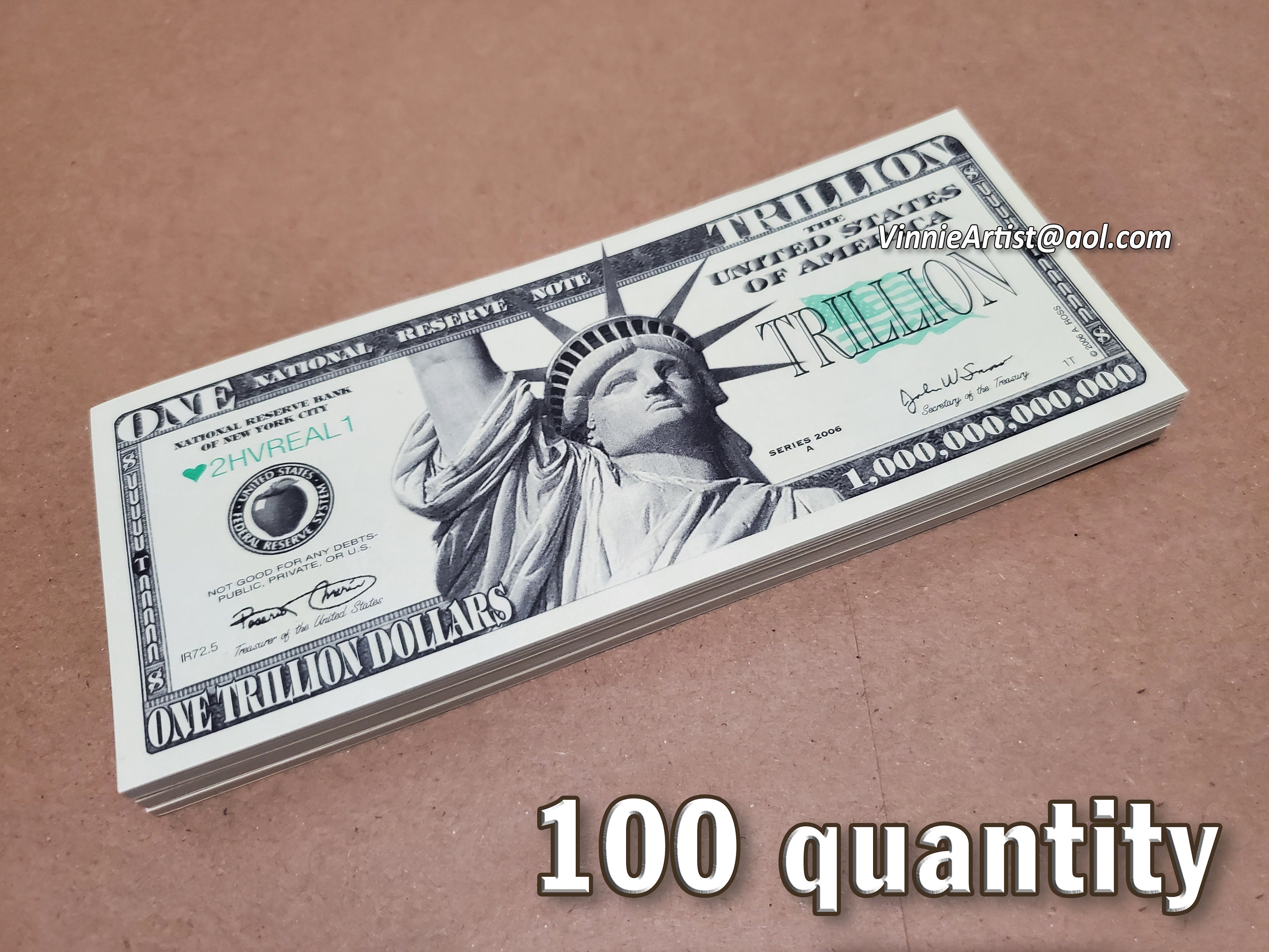 Trillion Dollar Bill a Trillionaire Now LOL Fake Etsy