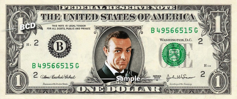 Sean Connery James Bond Novelty Banknotes