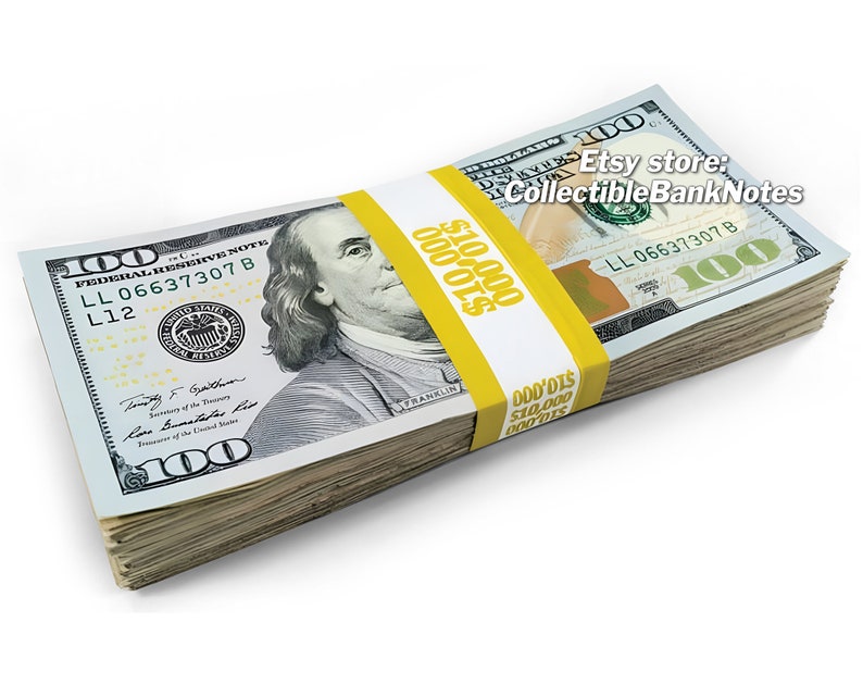 PICTURE for SALE: Ten Thousand Dollars Stacks Hundred Dollar Bills 100 PNG Graphic Transparent Digital Download File Photoshop Artwork image 3