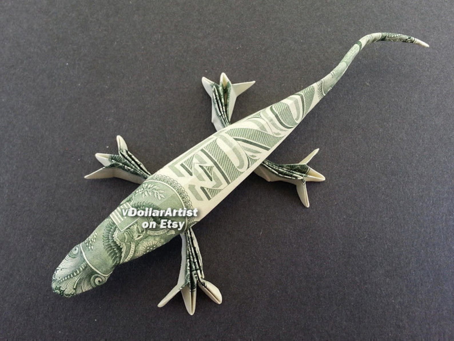 LIZARD Money Origami Art Dollar Bill Animal Reptile Cash Etsy