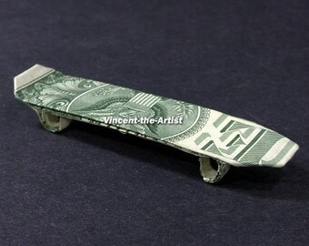 SKATEBOARD Money Origami - Sport Equipment Made of Real Dollar Bill