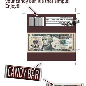 PRINTABLE Money Candy Bar Wrappers Chocolate Instant Download Cash ...