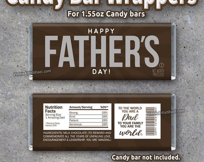 Printable Candy Bar Wrapper Happy Father's Day Candy Bar Wrapper ...