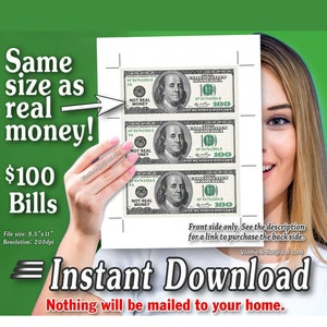 100 Dollar Bill Printable