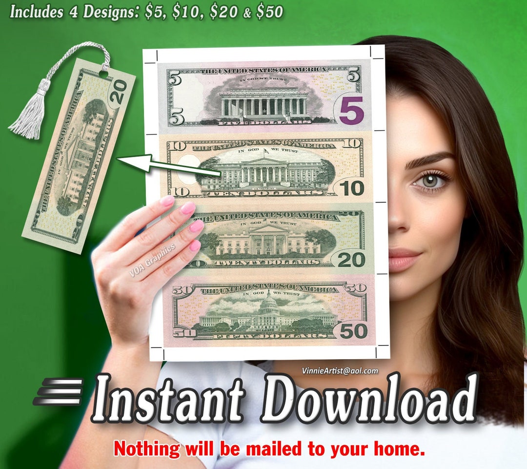 Printable BOOKMARKERS With Money Background Images With Cut Marks 5 10 Printable BOOKMARKERS With Money Background Images With Cut Marks 5 10