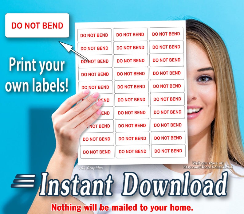Printable DO NOT BEND Sticker Template for Your 30-per-page - Etsy