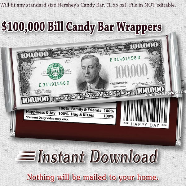 Money Chocolate Bar Wrap Etsy