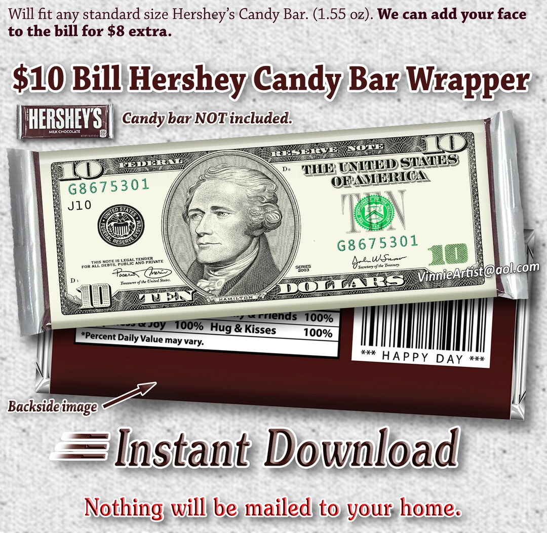 PRINTABLE Money Candy Bar Wrappers Chocolate Instant Download - Etsy