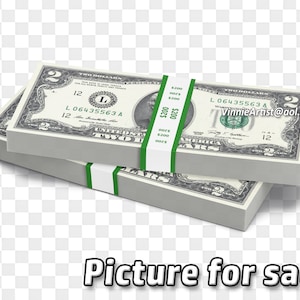 PICTURE for SALE Stacks of Money Stack of Two Dollar Bills 2 Dollar Bills PNG Graphic Transparent Photoshop Pile of Money Image