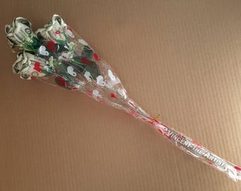Three Money ROSE BOUQUET Dollar Origami Flower Cash Gift
