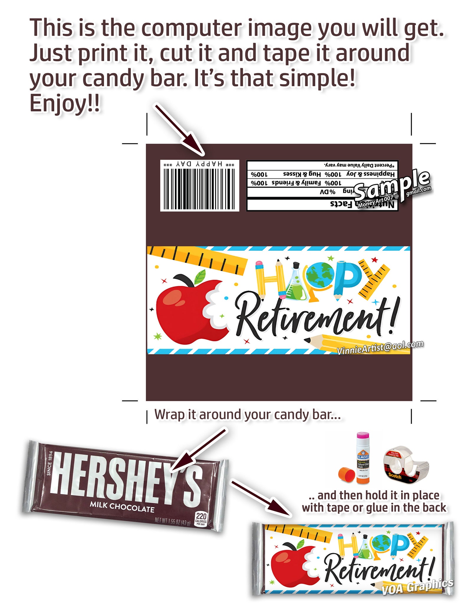 PRINTABLE Hersheys Candy Bar Wrapper Happy Retirement Teacher - Etsy