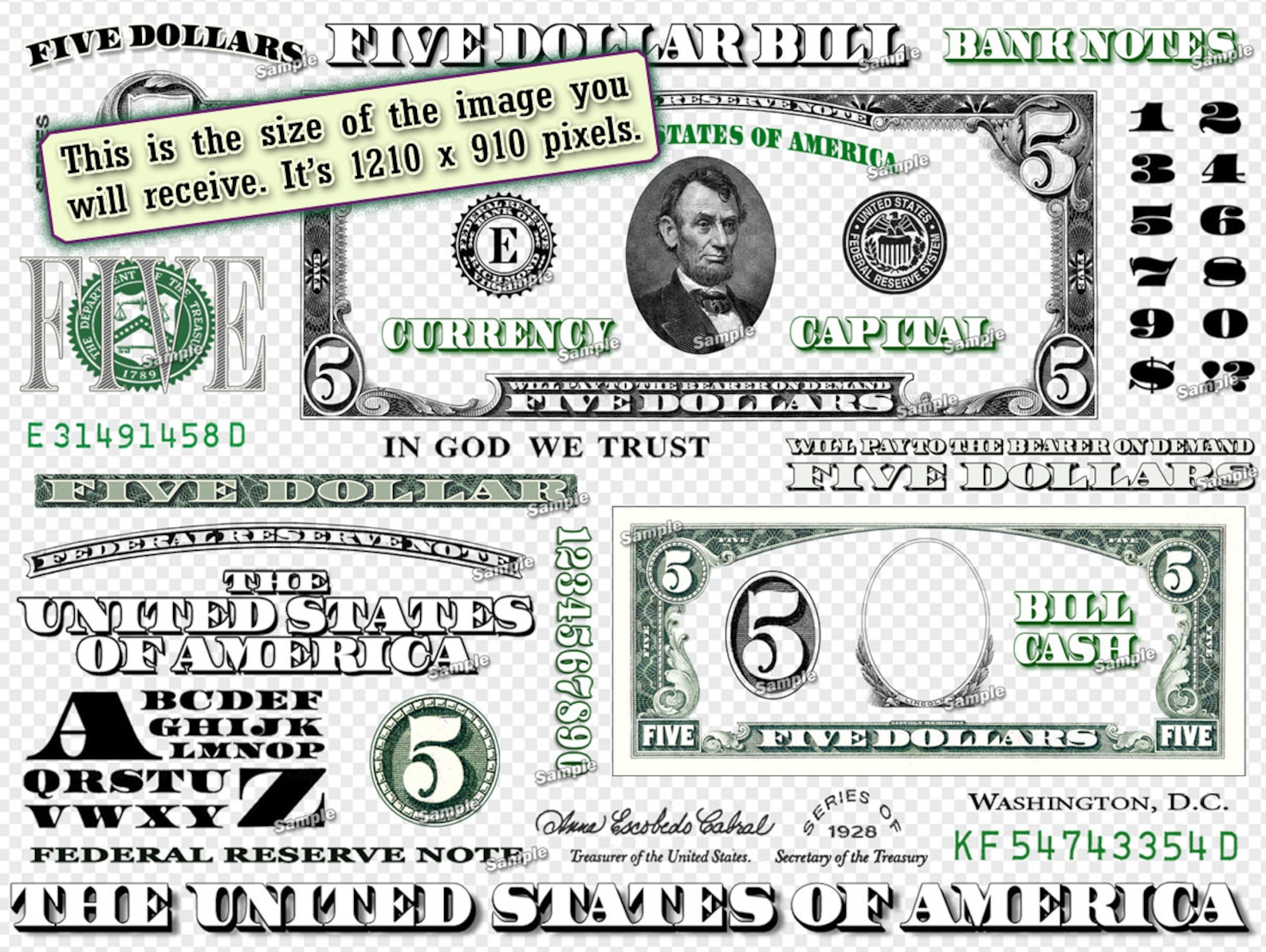 Five Dollar Bill Printable
