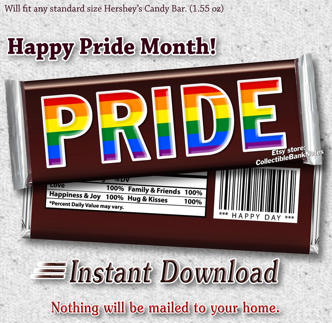 PRINTABLE Hershey's Happy Pride Month Candy Bar Wrappers Etsy
