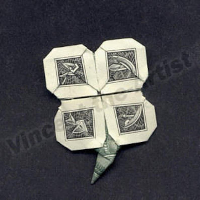 4 LEAF CLOVER Money Origami Dollar Bill Art Good Luck Etsy